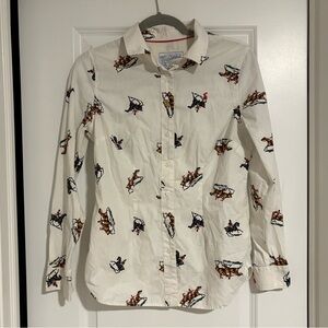 Joules Horse Ride Equestrian Shirt Ivory Top size 6